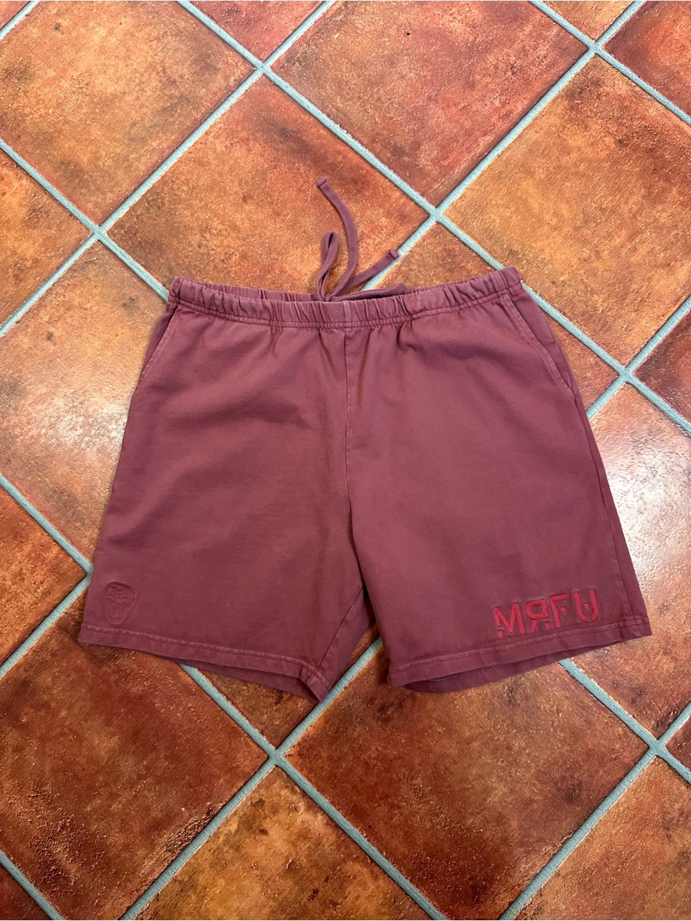 MRFU New York Men's Burgundy Casual Drawstring Shorts